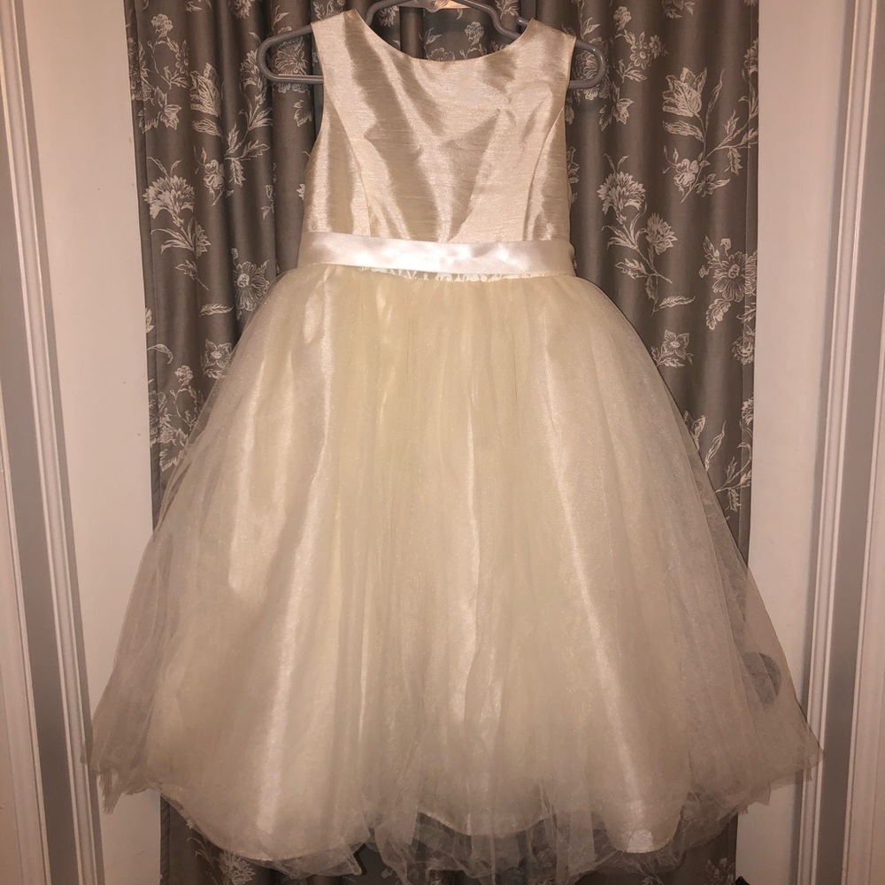 Flower Girl Dress with Tulle and Ribbon Waist